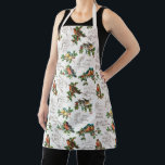 Vintage Birds, Holly & Christmas Greetings Apron<br><div class="desc">Festive vintage pattern featuring colorful birds on holly branches with ornate engraved Christmas script greetings on light ecru swirly damask background. Pattern is repeatable and can be scaled up or down.</div>