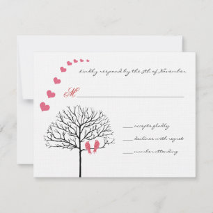 Vintage Birds Honeysuckle Pink Wedding Invite
