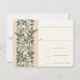 Vintage Birds HoneySuckle Wedding RSVP Card
