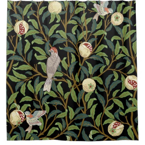 Vintage birds in foliage with birds and fruits sea shower curtain