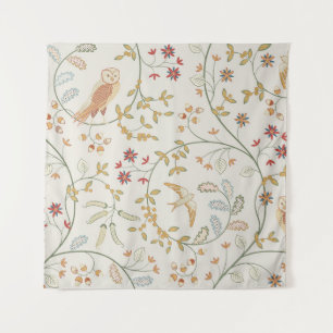 Vintage birds in foliage with flowers seamless pat tapestry