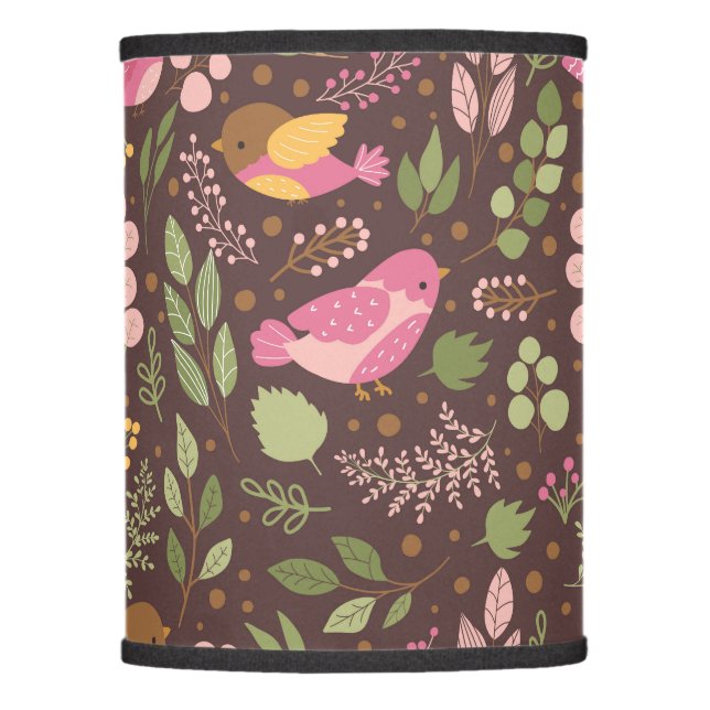 Vintage Birds In Garden Botanical Pattern Lamp Shade (Front)