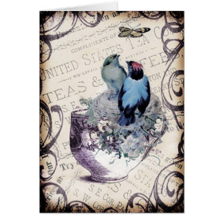 Vintage Birds In Teacup Cards