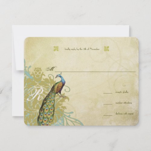 Vintage Birds Lagoon Endive Aged Damask RSVP