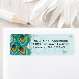 Vintage Birds Musical Love Peacock Feather Address Label