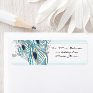 Vintage Birds Musical Peacock Feather Address Label