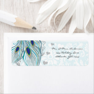 Vintage Birds Musical Peacock Feather Address Label