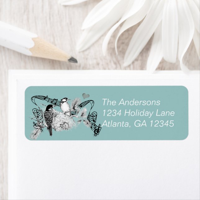 Vintage Birds Musical Woodpeckers Address Labels (Insitu)