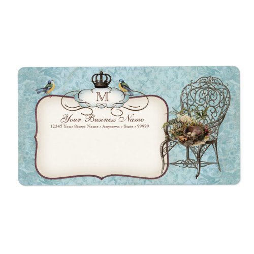 Vintage Birds' Nest in Chair, Wedding Invitation Label