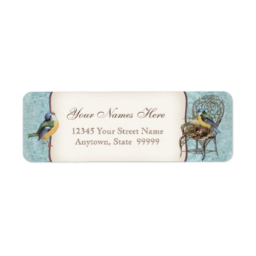 Vintage Birds' Nest in Chair, Wedding Invitation Label