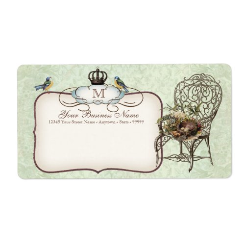 Vintage Birds' Nest in Chair, Wedding Invitation Label
