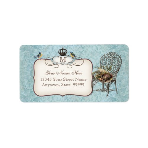 Vintage Birds' Nest in Chair, Wedding Invitation Label