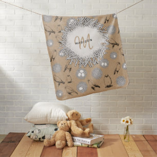 Vintage Birds & Nest Rustic Kraft Brown Baby Blanket