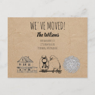 Vintage Birds & Nest Rustic Kraft Brown Holiday Postcard