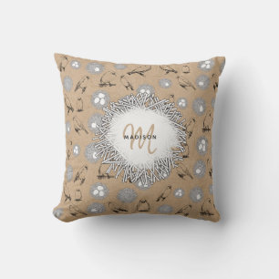 Vintage Birds & Nest Rustic Kraft Brown Throw Pillow