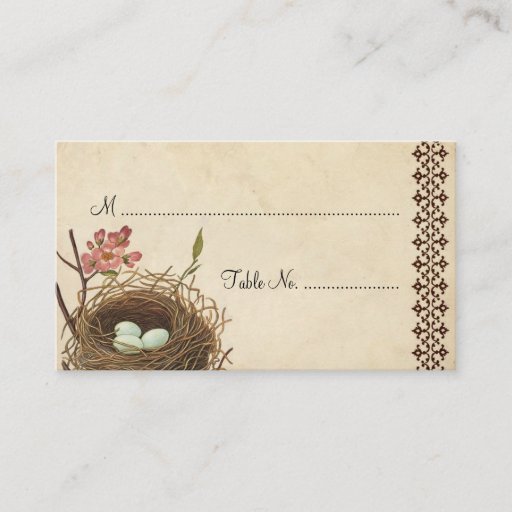 Customizable Vintage Bird's Nest Table Place Card Business Cards