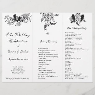 Vintage Birds on Branch TriFold Wedding Program