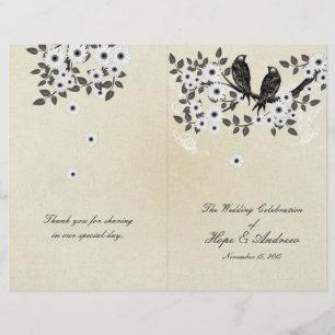 Vintage Birds Parchment Bi-Fold Wedding Program