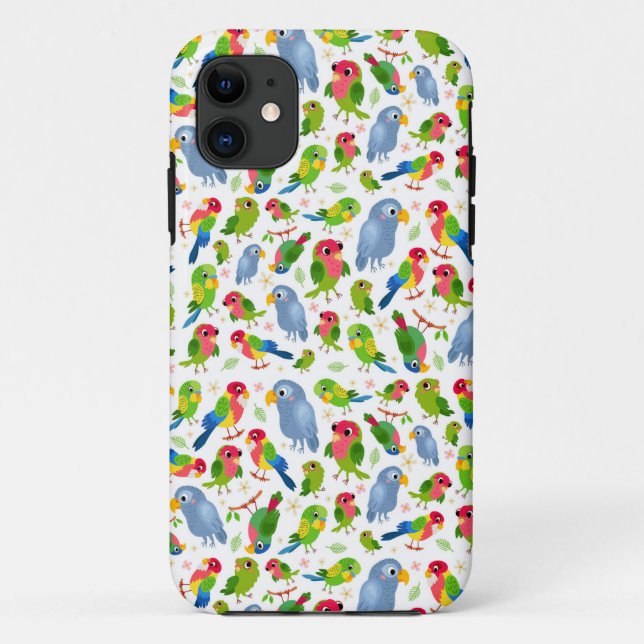 Vintage Birds Pattern, Colorful parakeet pattern Case-Mate iPhone Case (Back)