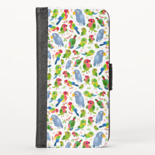 Vintage Birds Pattern, Colorful parakeet pattern  iPhone X Wallet Case
