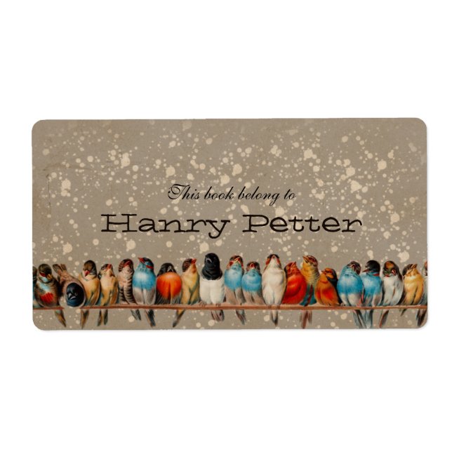 Vintage birds personal bookplate (Front)