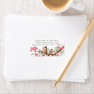 Vintage Birds Pink Cherry Blossom RSVP Label