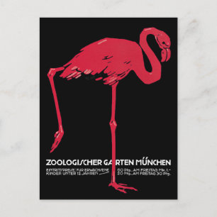 Vintage Birds, Pink Flamingo Postcard