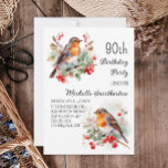 Vintage Birds Robin Redbreast 90th Birthday Invitation<br><div class="desc">90th birthday party invitation with paintings of pretty little Robins sitting in the branches of a tree with red berries and green leaves. Contact me for assistance with your customizations or to request additional matching or coordinating Zazzle products for your celebration.</div>