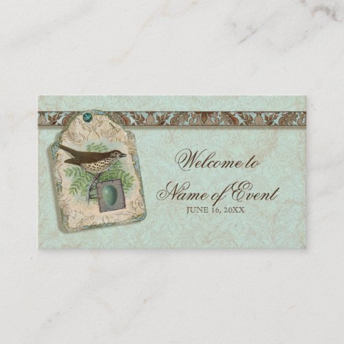 Vintage Birds, Robin's Egg Escort Table Seating Business Card Templates