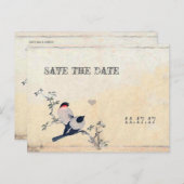 Vintage Birds Save the Date Announcement Postcard (Front/Back)