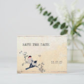 Vintage Birds Save the Date Announcement Postcard (Standing Front)