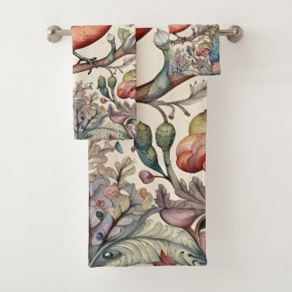 Vintage birds Scandinavian fabric design