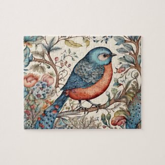 Vintage birds Scandinavian fabric design