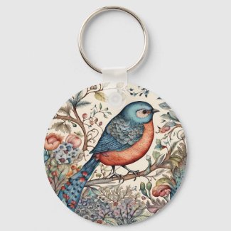 Vintage birds Scandinavian fabric design