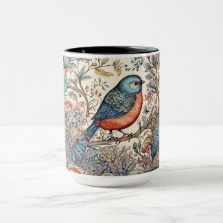 Vintage birds Scandinavian fabric design