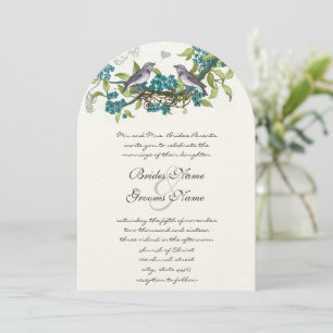 Vintage Birds Teal Purple & Green Wedding Invites