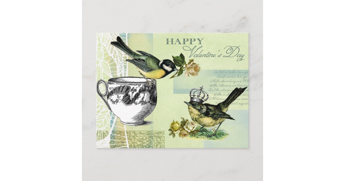 Vintage Birds Valentine's Day Postcards | Zazzle.com