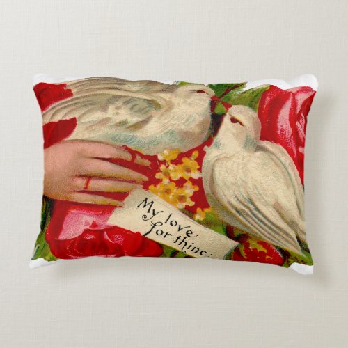 Vintage Birds Victorian Love Dove Classic Art Accent Pillow