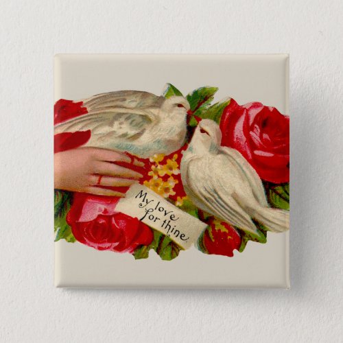 Vintage Birds Victorian Love Dove Classic Art Button