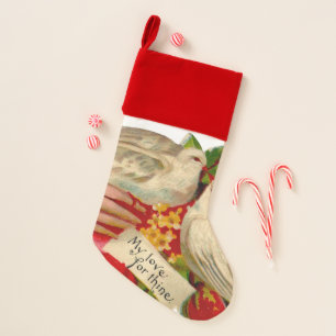 Vintage Birds Victorian Love Dove Classic Art Christmas Stocking