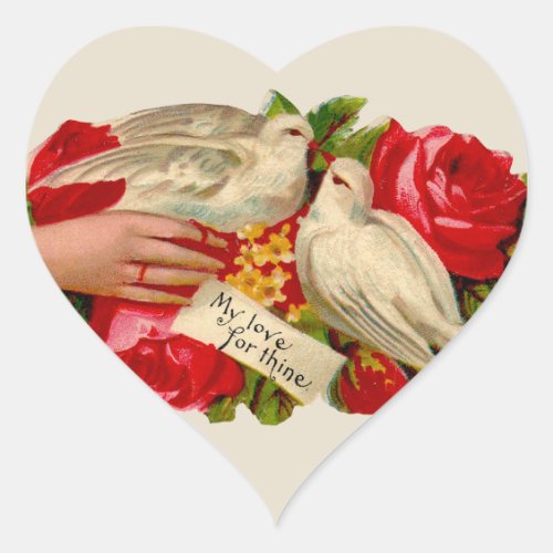 Vintage Birds Victorian Love Dove Classic Art Heart Sticker