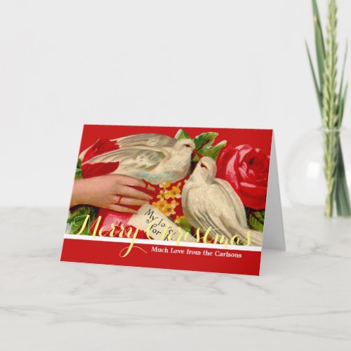 Vintage Birds Victorian Love Dove Classic Art Holiday Card