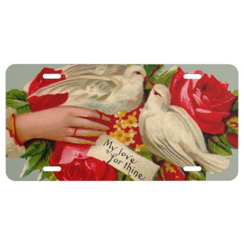 Vintage Birds Victorian Love Dove Classic Art License Plate