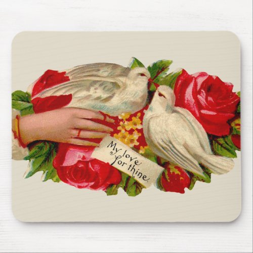 Vintage Birds Victorian Love Dove Classic Art Mouse Pad