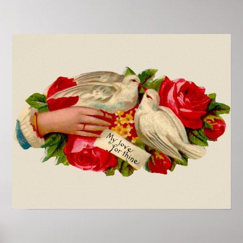 Vintage Birds Victorian Love Dove Classic Art Poster