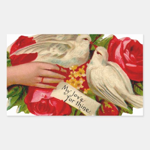Vintage Birds Victorian Love Dove Classic Art Rectangular Sticker