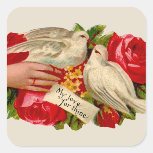 Vintage Birds Victorian Love Dove Classic Art Square Sticker