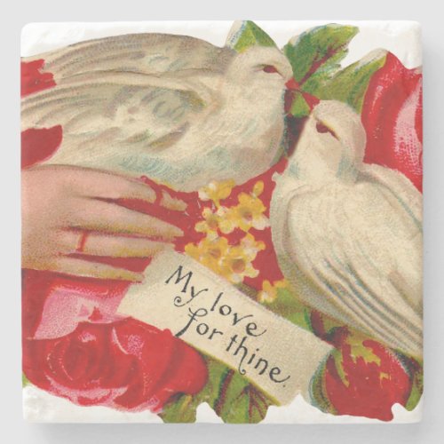 Vintage Birds Victorian Love Dove Classic Art Stone Coaster