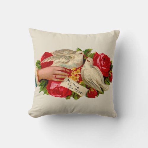 Vintage Birds Victorian Love Dove Classic Art Throw Pillow