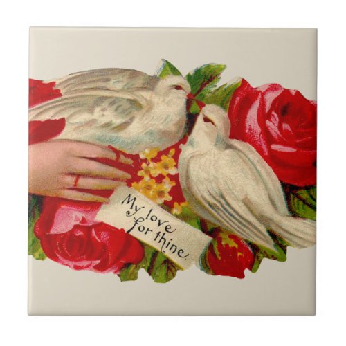 Vintage Birds Victorian Love Dove Classic Art Tile